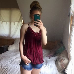 Forever 21 Womens Small Fancy Red Top